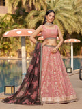 Jyoti Fashion Women's Pink Georgette Zari & Heavy Sequin Embroidery Lehenga Choli & Dupatta