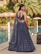 Jyoti Fashion Women's Grey Georgette Zari & Heavy Sequin Embroidery Lehenga Choli & Dupatta