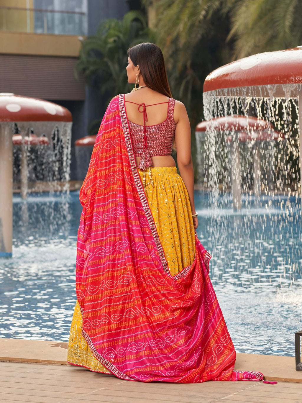 Jyoti Fashion Women's Yellow Georgette Zari & Heavy Sequin Embroidery Lehenga Choli & Dupatta