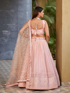 Jyoti Fashion Women's Pink Georgette Zari & Heavy Sequin Embroidery Lehenga Choli & Dupatta