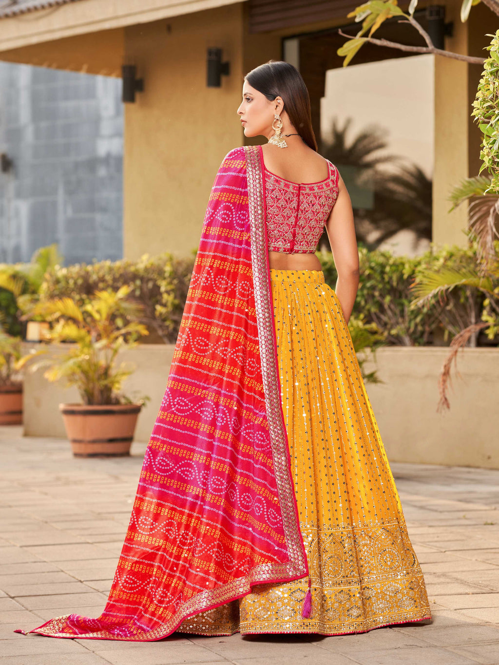 Jyoti Fashion Women's Yellow Georgette Zari & Heavy Sequin Embroidery Lehenga Choli & Dupatta