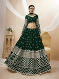 Jyoti Fashion Women's Green Georgette Sequins Zari Embroidered Lehenga Choli & Dupatta