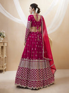 Jyoti Fashion Women's Hot Pink Georgette Sequins Zari Embroidered Lehenga Choli & Dupatta