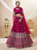 Jyoti Fashion Women's Hot Pink Georgette Sequins Zari Embroidered Lehenga Choli & Dupatta