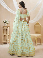 Jyoti Fashion Women's Pista Art Silk Sequins with Foil & Zari Embroidered Lehenga Choli & Dupatta