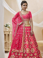 Jyoti Fashion Women's Pink Art Silk Sequins with Foil & Zari Embroidered Lehenga Choli & Dupatta