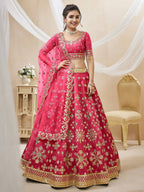 Jyoti Fashion Women's Pink Art Silk Sequins with Foil & Zari Embroidered Lehenga Choli & Dupatta