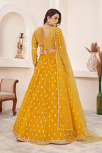Jyoti Fashion Women's Yellow Georgette Multi Colored Thread with Sequins Embroidered Lehenga Choli & Dupatta