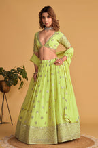 Jyoti Fashion Women's Neon Georgette Sequins Zari Embroidered Lehenga Choli & Dupatta