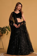 Jyoti Fashion Women's Black Georgette Sequins Thread Embroidered Lehenga Choli & Dupatta