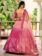 Jyoti Fashion Women's Pink Chinon Sequins Thread Embroidered Lehenga Choli & Dupatta