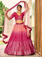 Jyoti Fashion Women's Pink Chinon Sequins Thread Embroidered Lehenga Choli & Dupatta