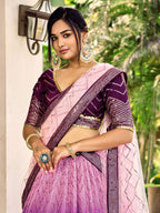 Jyoti Fashion Women's Purple Chinon Sequins Thread Embroidered Lehenga Choli & Dupatta