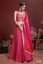 Jyoti Fashion Women's Pink Chinon Silk Digital Print with Heavy Embroidered Lehenga Choli & Dupatta