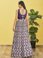Jyoti Fashion Women's Blue Chinon Real Mirror with Sequins Thread Embroidered Lehenga Choli & Dupatta