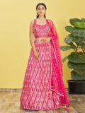 Jyoti Fashion Women's Pink Chinon Real Mirror with Sequins Thread Embroidered Lehenga Choli & Dupatta