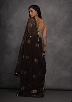 Jyoti Fashion Women's Black Chiffon Mirror Work Designer Saree with Blouse - Distacart