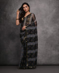 Jyoti Fashion Women's Grey Chiffon Mirror Work Designer Saree with Blouse - Distacart