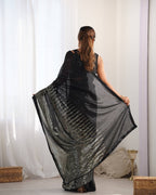 Jyoti Fashion Women's Black Georgette Sequins Designer Saree with Blouse - Distacart