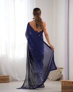 Jyoti Fashion Women's Navy Blue Georgette Sequins Designer Saree with Blouse - Distacart