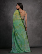 Jyoti Fashion Women's Green Chiffon Print with Mirror Work Designer Saree with Blouse - Distacart
