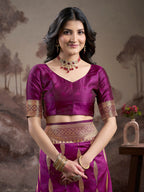 Jyoti Fashion Women's Purple Soft Lichi Silk Jacquard Traditional Saree with Blouse - Distacart