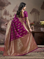 Jyoti Fashion Women's Purple Soft Lichi Silk Jacquard Traditional Saree with Blouse - Distacart