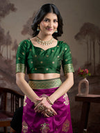 Jyoti Fashion Women's Purple Soft Lichi Silk Jacquard Traditional Saree with Blouse