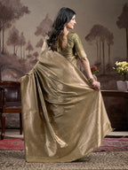 Jyoti Fashion Women's Beige Soft Lichi Silk Jacquard Traditional Saree with Blouse - Distacart