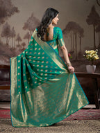 Jyoti Fashion Women's Green Soft Lichi Silk Jacquard Traditional Saree with Blouse - Distacart