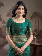 Jyoti Fashion Women's Green Soft Lichi Silk Jacquard Traditional Saree with Blouse - Distacart