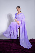 Jyoti Fashion Women's Violet Georgette Sequins Embroidered Designer Saree with Blouse - Distacart