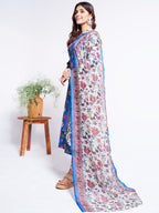 Jyoti Fashion Women's Blue Cotton Blend Printed Designer Kurta Set with Dupatta