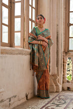 Jyoti Fashion Women's Brown Banarasi Silk Zari Woven Traditional Saree with Blouse