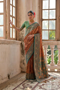 Jyoti Fashion Women's Brown Banarasi Silk Zari Woven Traditional Saree with Blouse