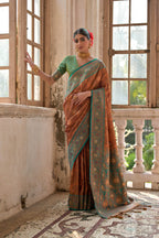 Jyoti Fashion Women's Brown Banarasi Silk Zari Woven Traditional Saree with Blouse