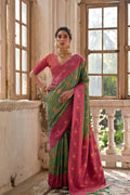 Jyoti Fashion Women's Pista Green Banarasi Silk Zari Woven Traditional Saree with Blouse