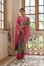 Jyoti Fashion Women's Rama Banarasi Silk Zari Woven Traditional Saree with Blouse
