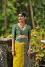 Jyoti Fashion Women's Lemon Yellow Banarasi Silk Zari Woven Traditional Saree with Blouse