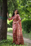 Jyoti Fashion Women's Maroon Soft Tussar Silk Printed and Zari Woven Saree with Blouse - Distacart