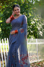 Jyoti Fashion Women's Blue Soft Muga Cotton Resham Jamdani Weaving Traditional Saree with Blouse - Distacart