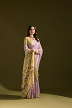 Jyoti Fashion Women's Purple Soft Muga Cotton Resham Zari Weaving Traditional Saree with Blouse - Distacart
