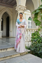 Jyoti Fashion Women's Pink Soft Muga Cotton Floral Weaving Traditional Saree with Blouse - Distacart