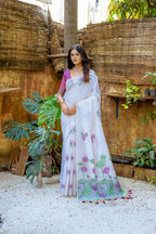 Jyoti Fashion Women's Wine Soft Muga Cotton Floral Weaving Traditional Saree with Blouse - Distacart