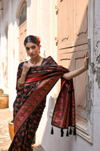 Jyoti Fashion Women's Black Soft Pashmina Silk Meena Zari Woven Saree with Blouse - Distacart