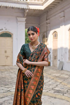 Jyoti Fashion Women's Bottle Green Soft Pashmina Silk Meena Zari Woven Saree with Blouse - Distacart