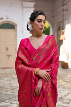 Jyoti Fashion Women's Pink Soft Pashmina Silk Meena Zari Woven Saree with Blouse - Distacart