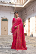 Jyoti Fashion Women's Pink Soft Pashmina Silk Meena Zari Woven Saree with Blouse - Distacart