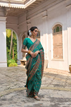 Jyoti Fashion Women's Rama Soft Pashmina Silk Meena Zari Woven Saree with Blouse - Distacart