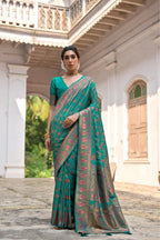Jyoti Fashion Women's Rama Soft Pashmina Silk Meena Zari Woven Saree with Blouse - Distacart
